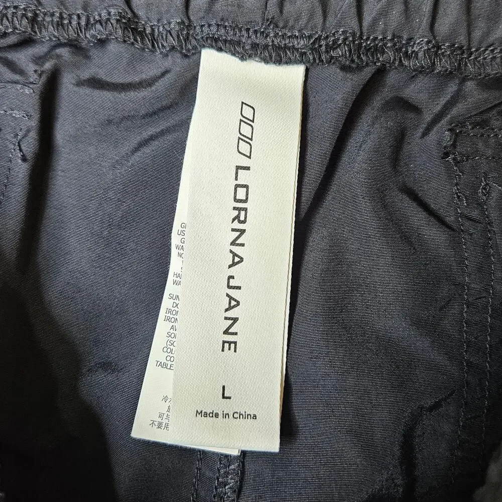 Lorna Jane Track Pants Large Black Drawstring Athletic Athleisure Y2K Gorpcore